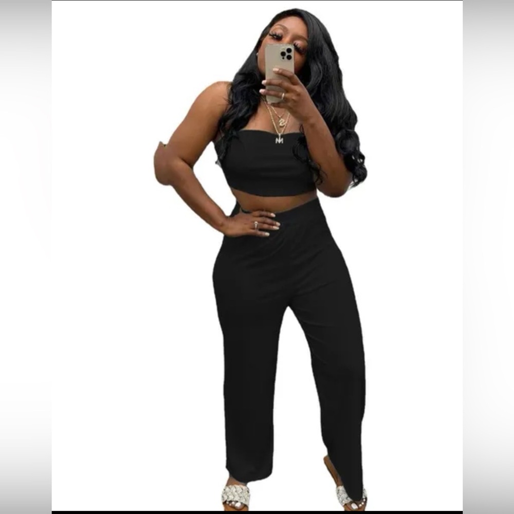 Black Women's Pants with Halter Top set